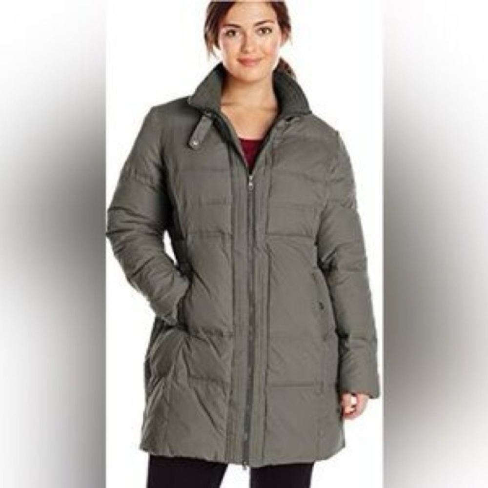 Larry Levine Green Puffer Coat Hooded Quilted Jacket Winter M Medium